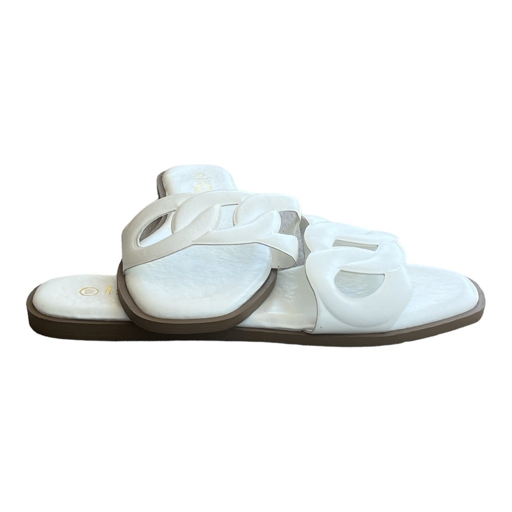 Rouge Size 10 Flat White Sandal - Picture 1 of 6